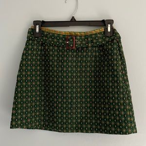 Green & Yellow Patterned Miniskirt